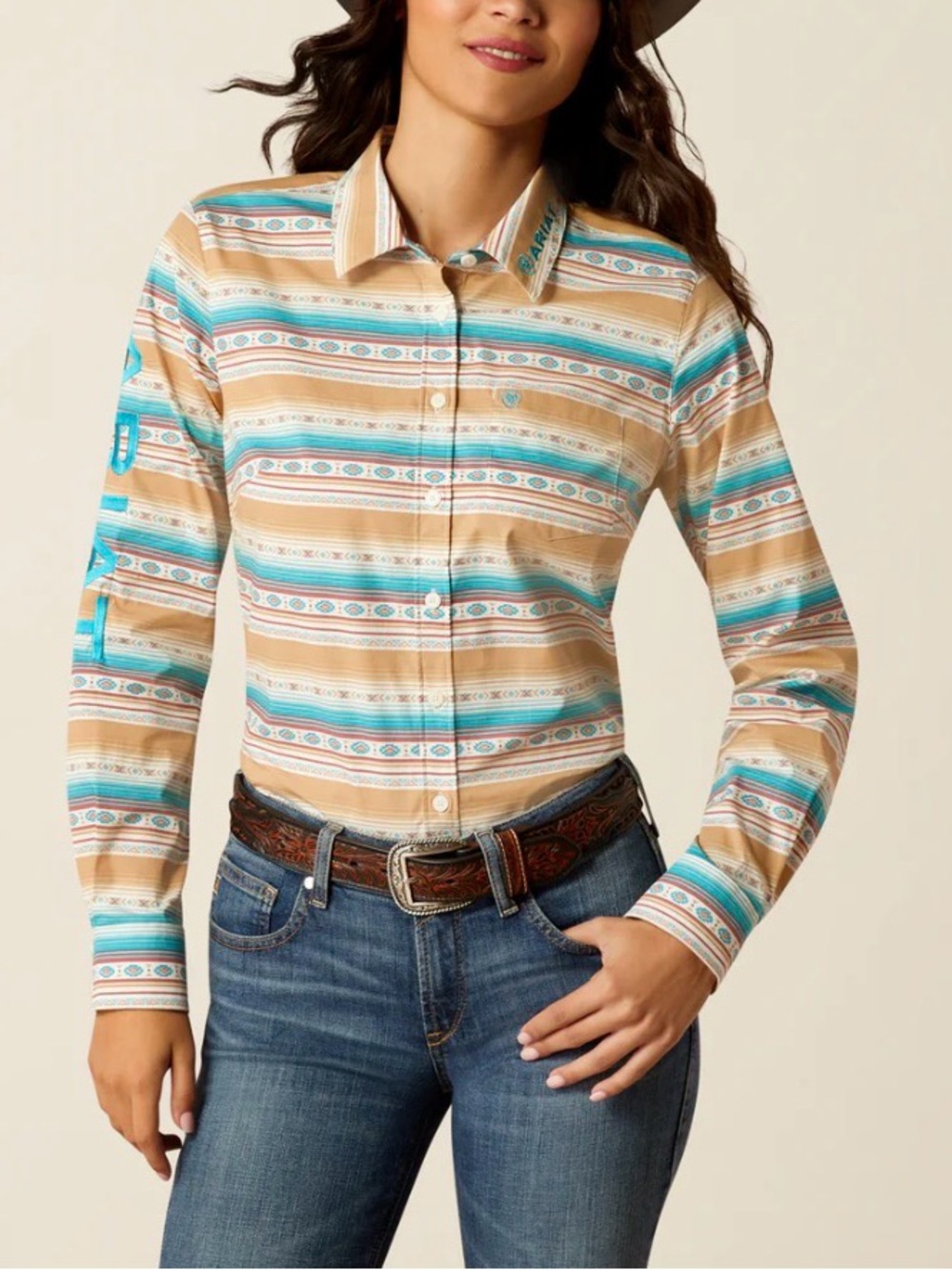 Ariat Women’s Team Kirby Stretch Button Down Shirt Southwestern Print Cowgirl
